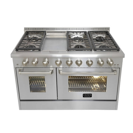 48" Crown Professional Stainless Steel Dual Fuel Double Gas Range ARD4801 - Crown Home Canada