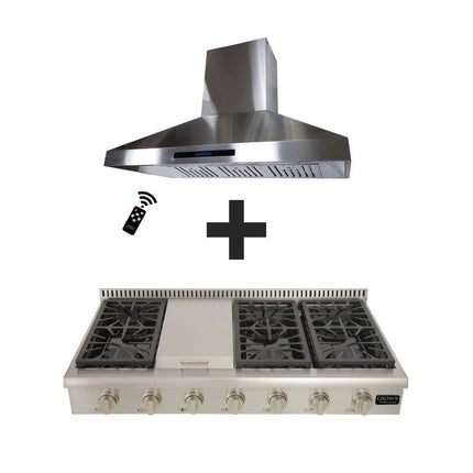 Crown 48" Gas Range top + Crown 48" Wall Mount Range Hood 2-PC Bundle Sets - Crown Home Canada