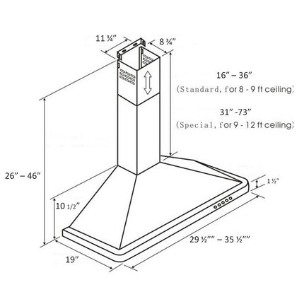 30" 800 CFM Stainless Steel Wall Mount Range Hood PRO-B03/30 - RenoShop