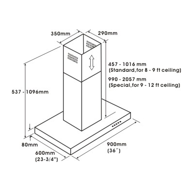 Crown PRO-Z01/I/30 Professional 30" Stainless Steel Silver Island Mount Range Hood - RenoShop